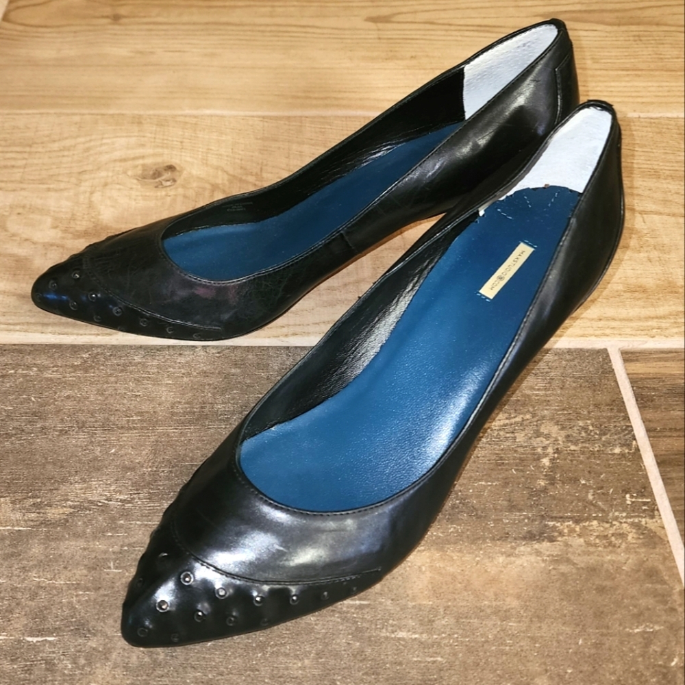 Max Studio Black Pointed Toe Studded Leather Heels